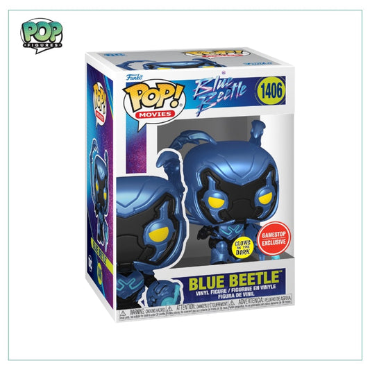 Blue Beetle #1406 (Glows in the Dark) Funko Pop! - Blue Beetle - GameStop Exclusive - Angry Cat