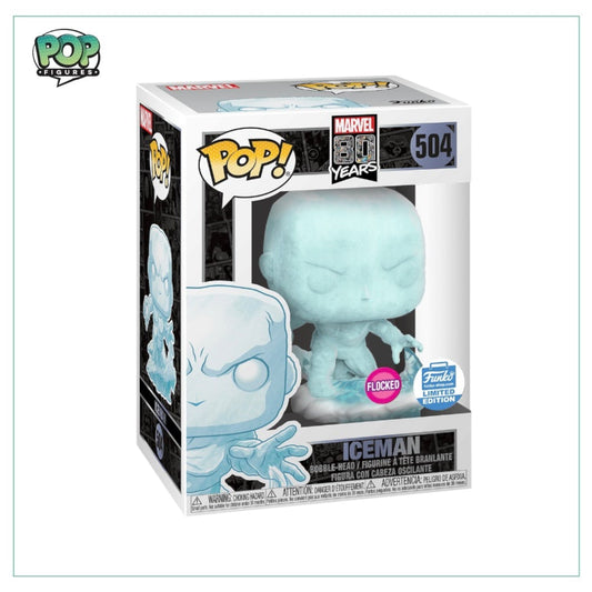 Iceman (Flocked ) #504 Funko Pop! - Marvel 80 Years - Funko Shop Exclusive - Angry Cat