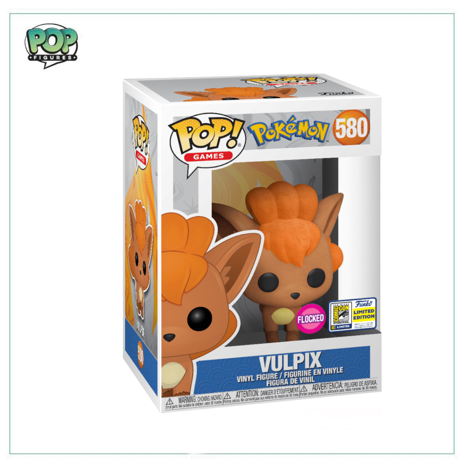 Vulpix (Flocked) #580 Funko Pop! Pokemon - 2020 SDCC Full Con Sticker - Angry Cat