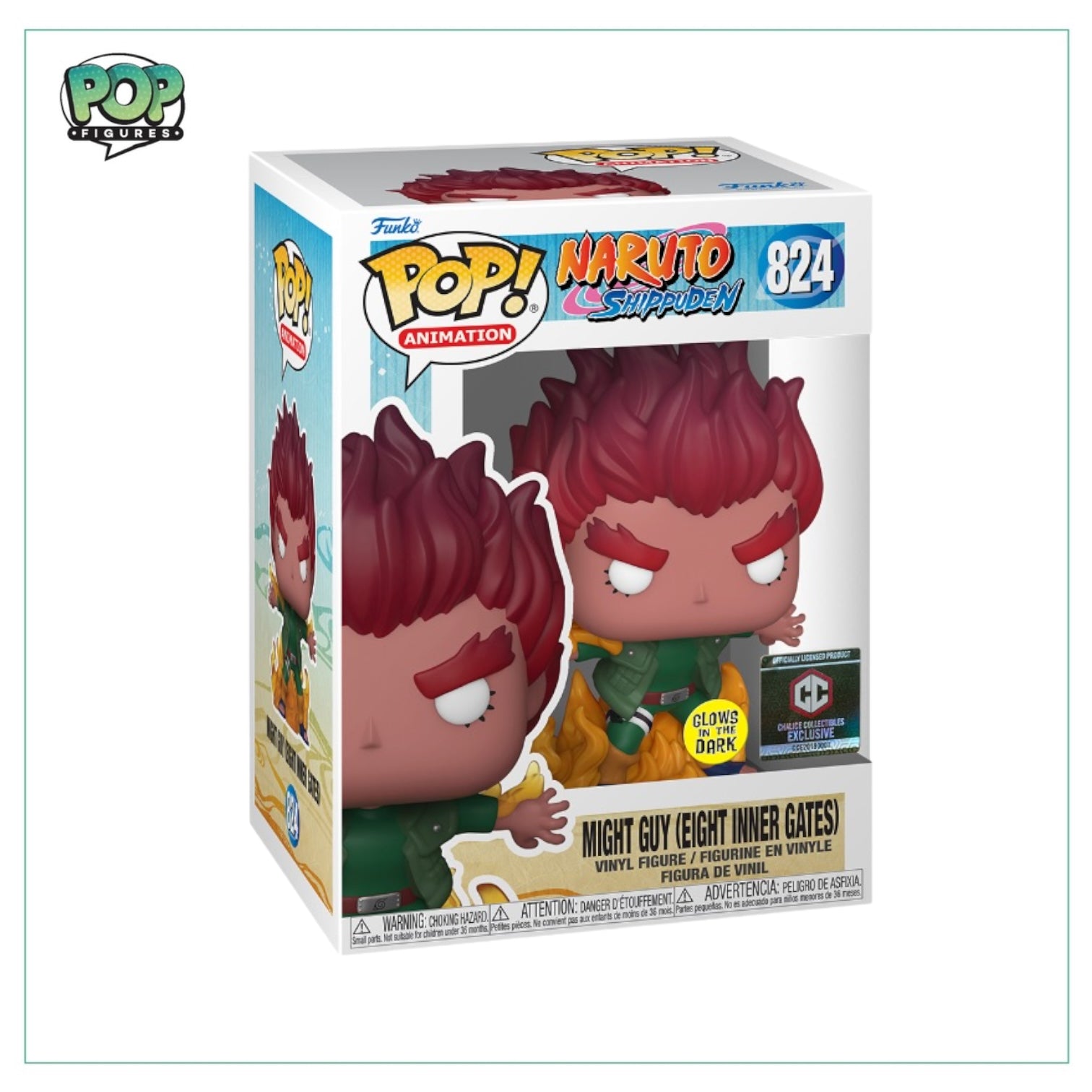 Might Guy (Eight Inner Gates) #824 Funko Pop - Naruto Shippuden - Glow in the Dark - Chalice Collectibles Exclusive - Angry Cat