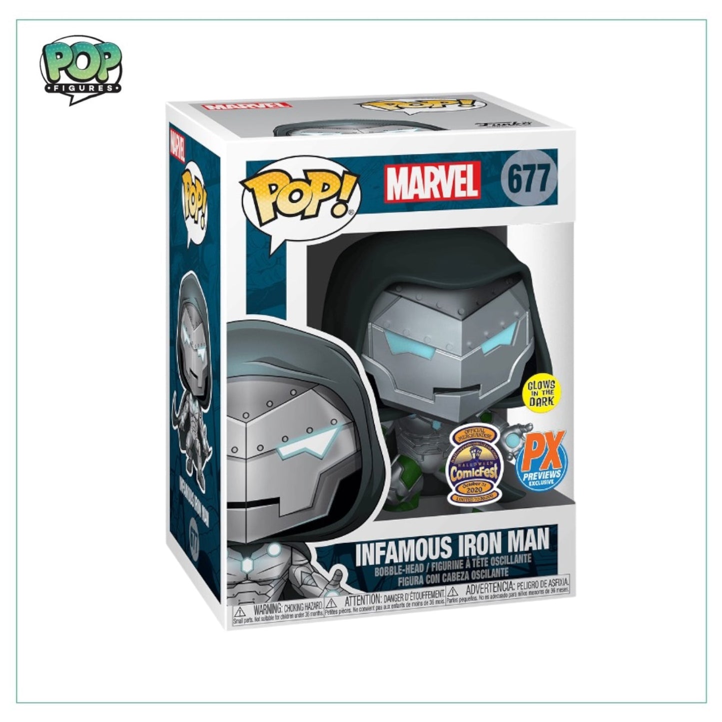 Infamous Iron Man (glow in the dark) #677 Funko Pop! - Marvel - Halloween Comicfest 2020 LE30000- Px Preview Exclusive - Angry Cat