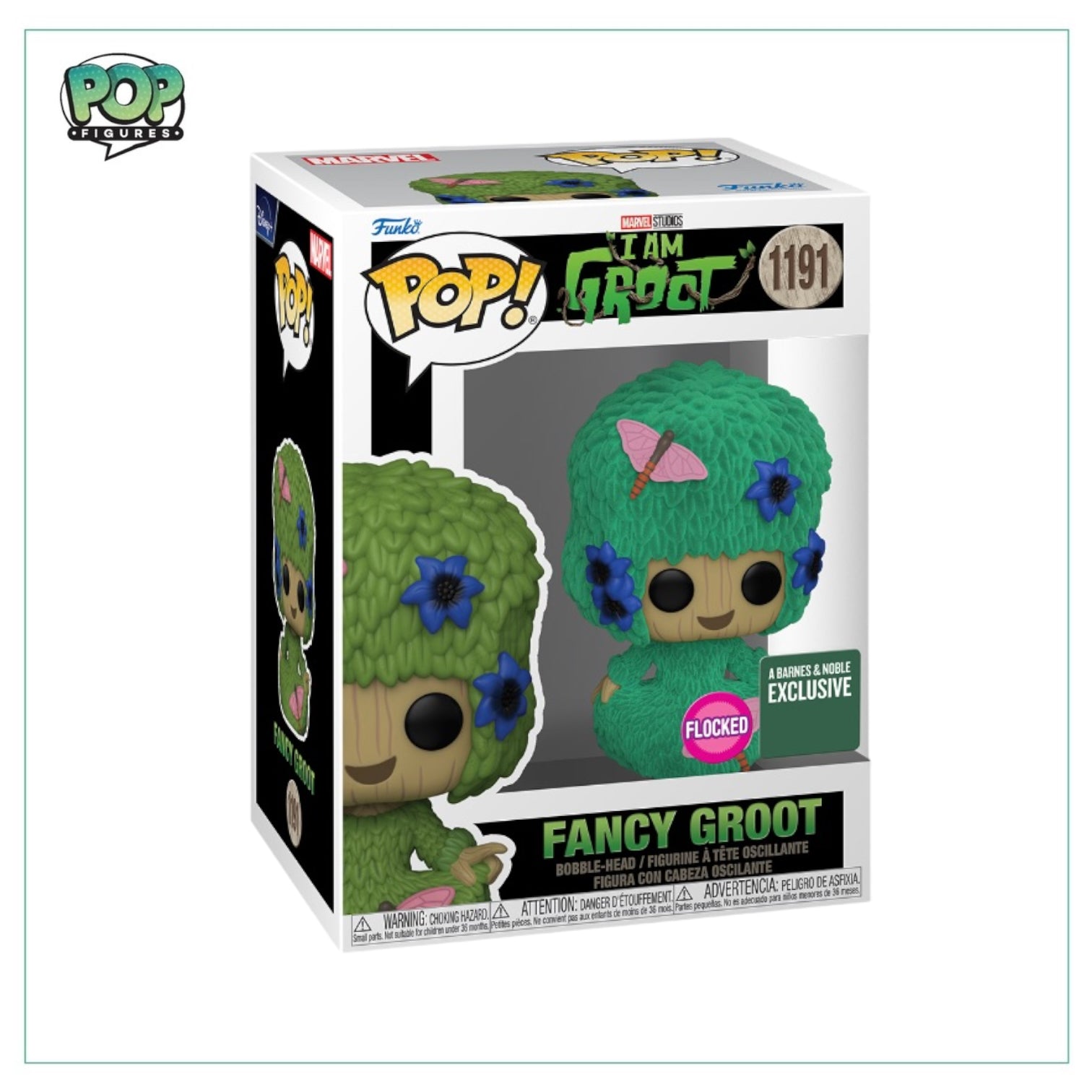 Fancy Groot #1191 (Flocked) Funko Pop! - I Am Groot - Barnes and Noble Exclusive - Angry Cat