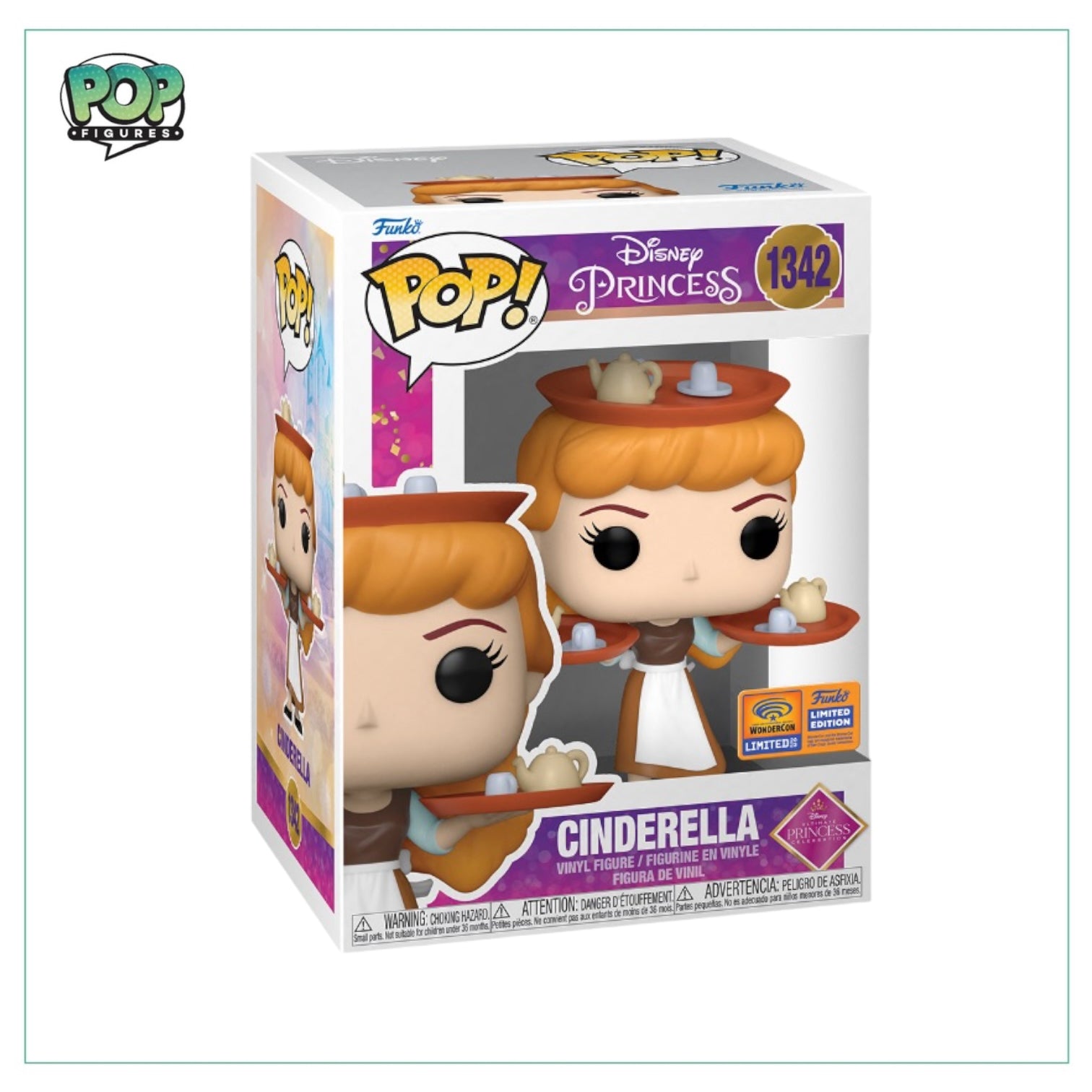 Cinderella #1342 (Ultimate, w/ Trays) Funko Pop - Disney Princesses - Wonder Con 2023 Official Convention Exclusive - Angry Cat