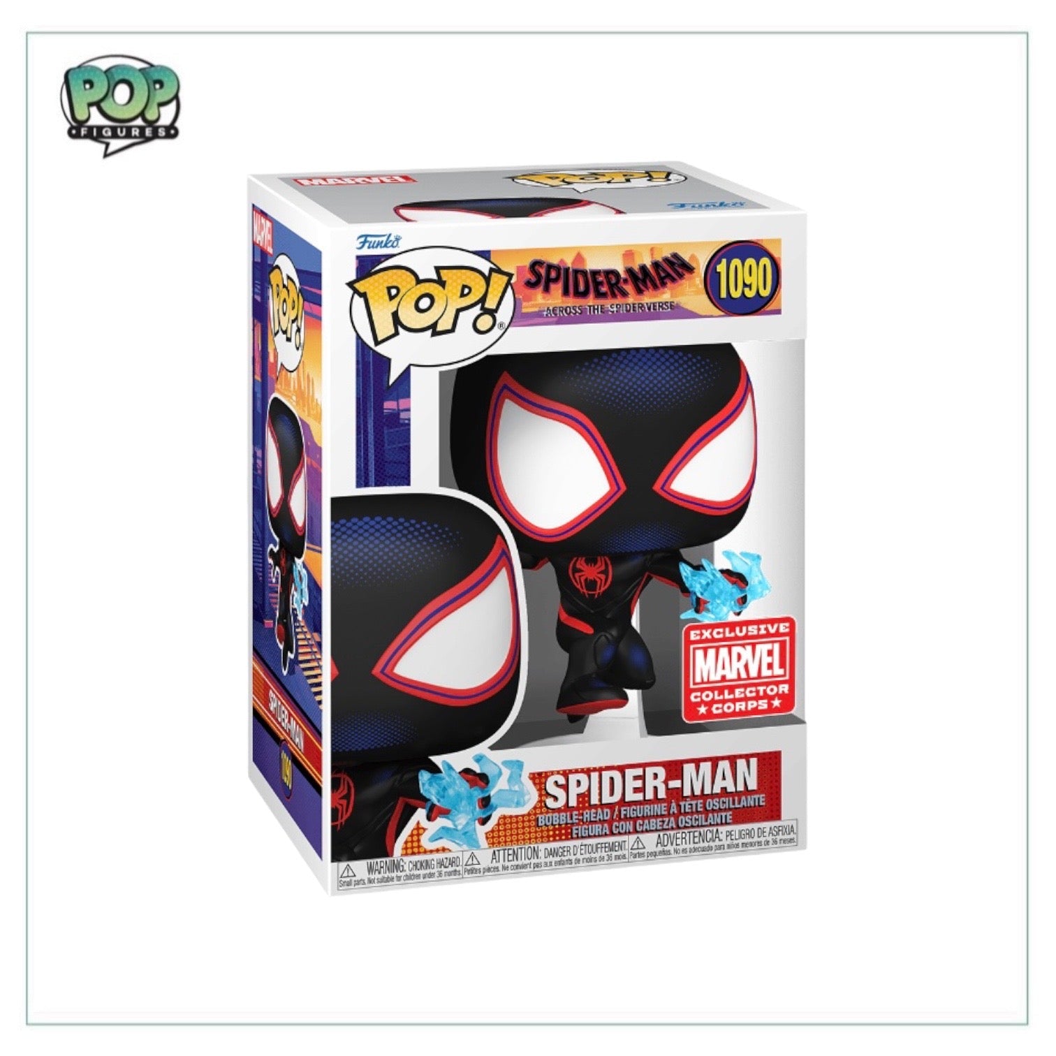Spider-Man #1090 (w/ Electricity) Funko Pop! - Spider-Man Across the Spiderverse - Marvel Collector Corps Exclusive - Angry Cat