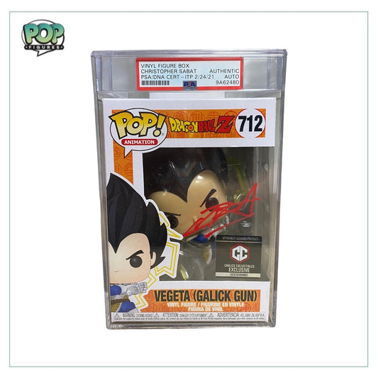 Christopher Sabat Signed Vegeta (Galick Gun) #712 Funko Pop! - Dragon Ball Z - Chalice Collectibles Exclusive - PSA In-the-Presence Authentication - Angry Cat