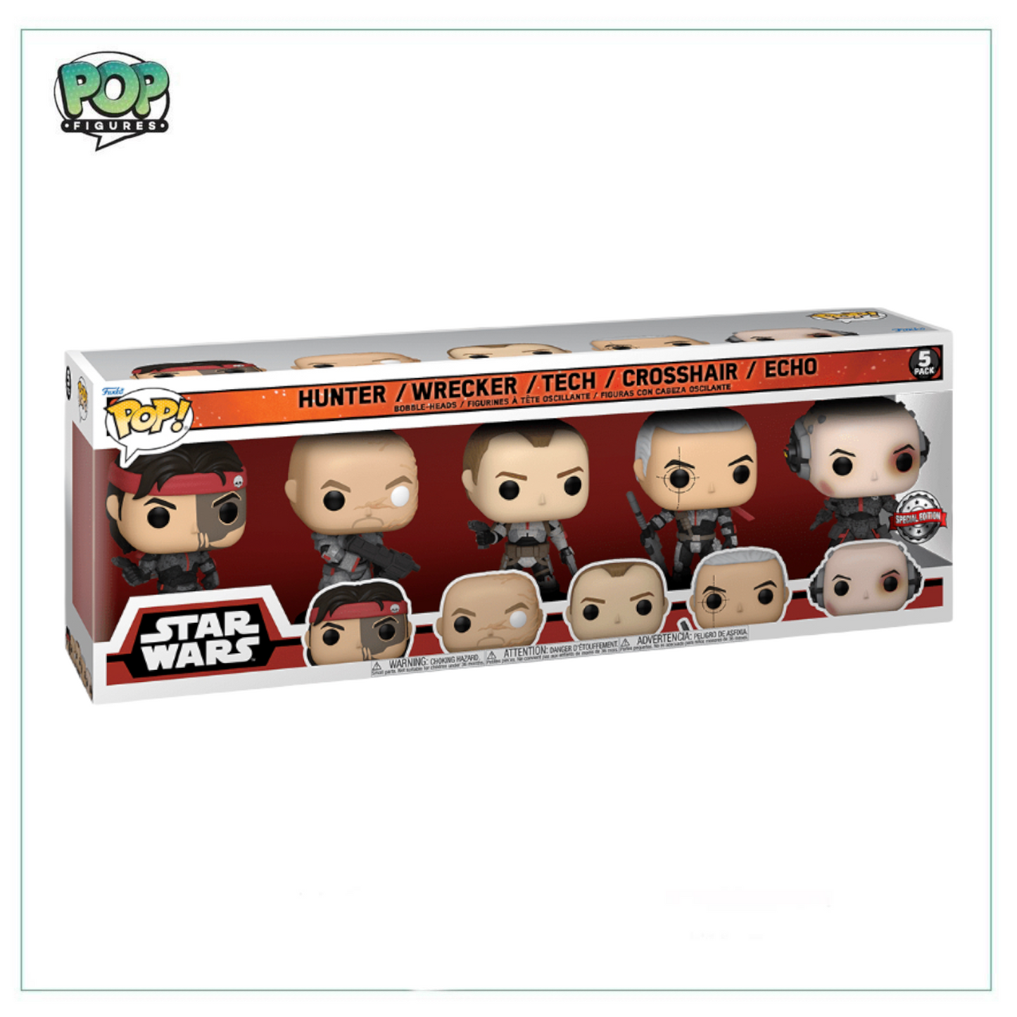 Hunter / Wrecker / Tech / Crosshair / Echo - Funko Deluxe 5 Pack! Star Wars - Special Edition - Angry Cat
