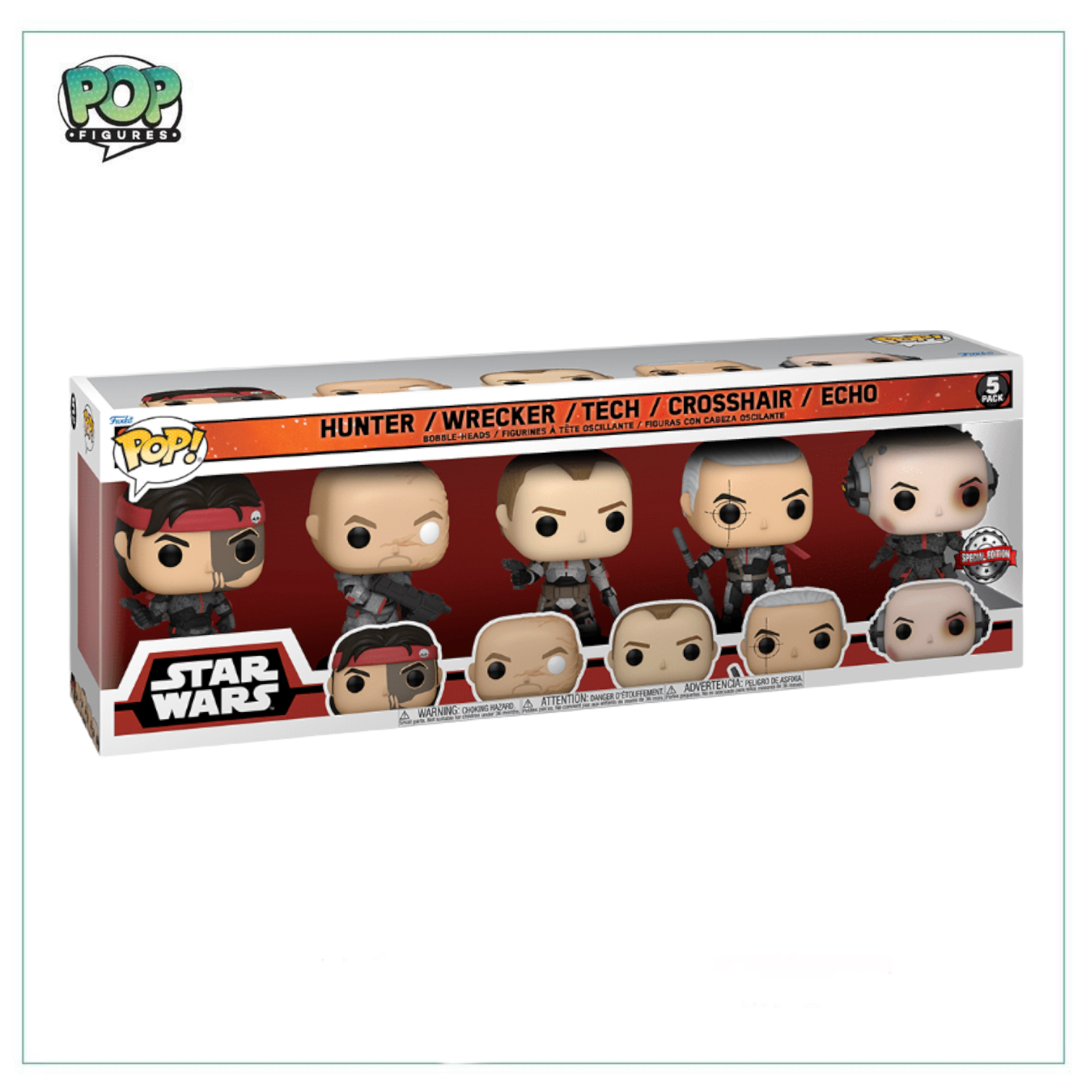 Hunter / Wrecker / Tech / Crosshair / Echo - Funko Deluxe 5 Pack! Star Wars - Special Edition - Angry Cat