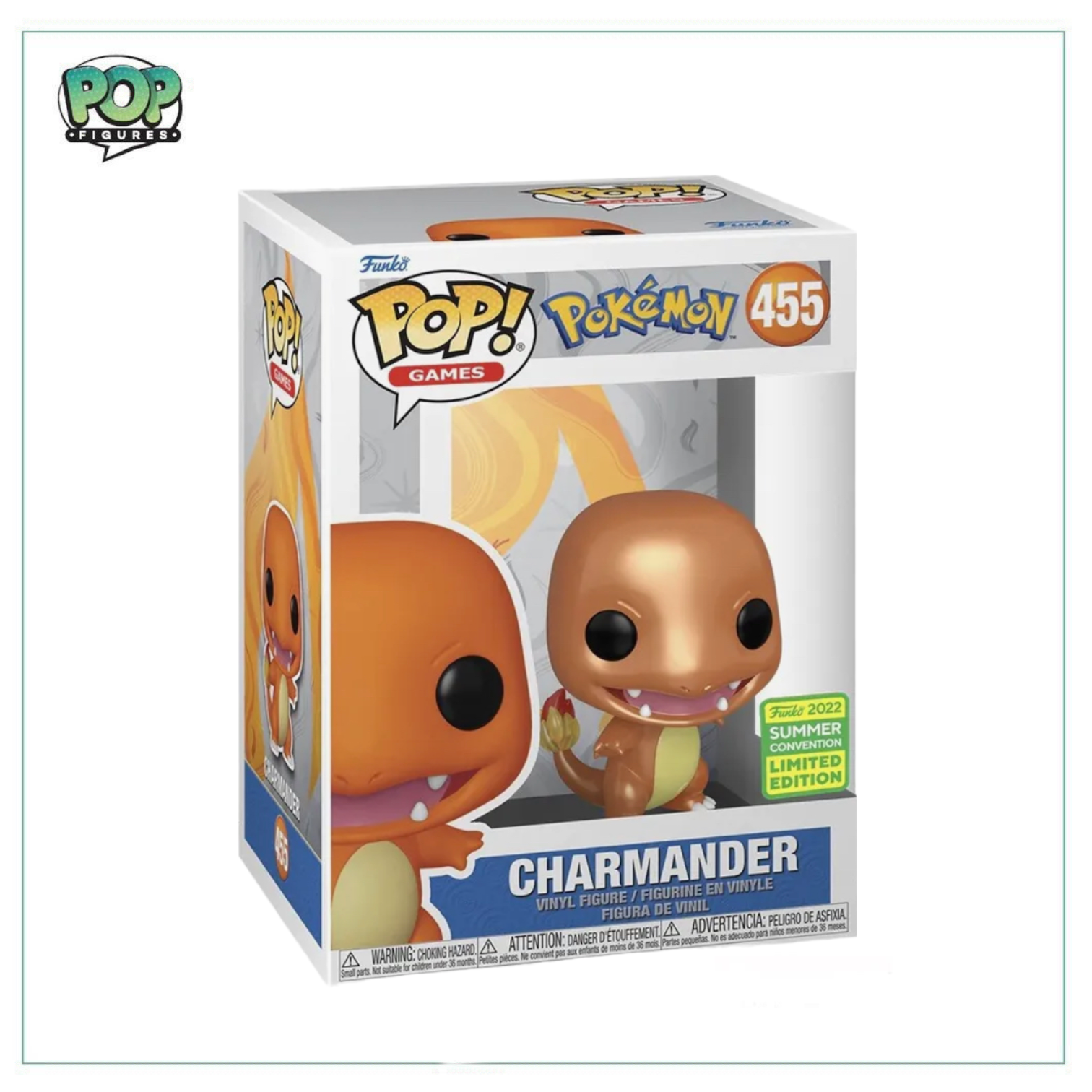 Charmander (Metallic) #455 Funko Pop! Pokémon - 2022 SDCC Shared Exclusive - Angry Cat