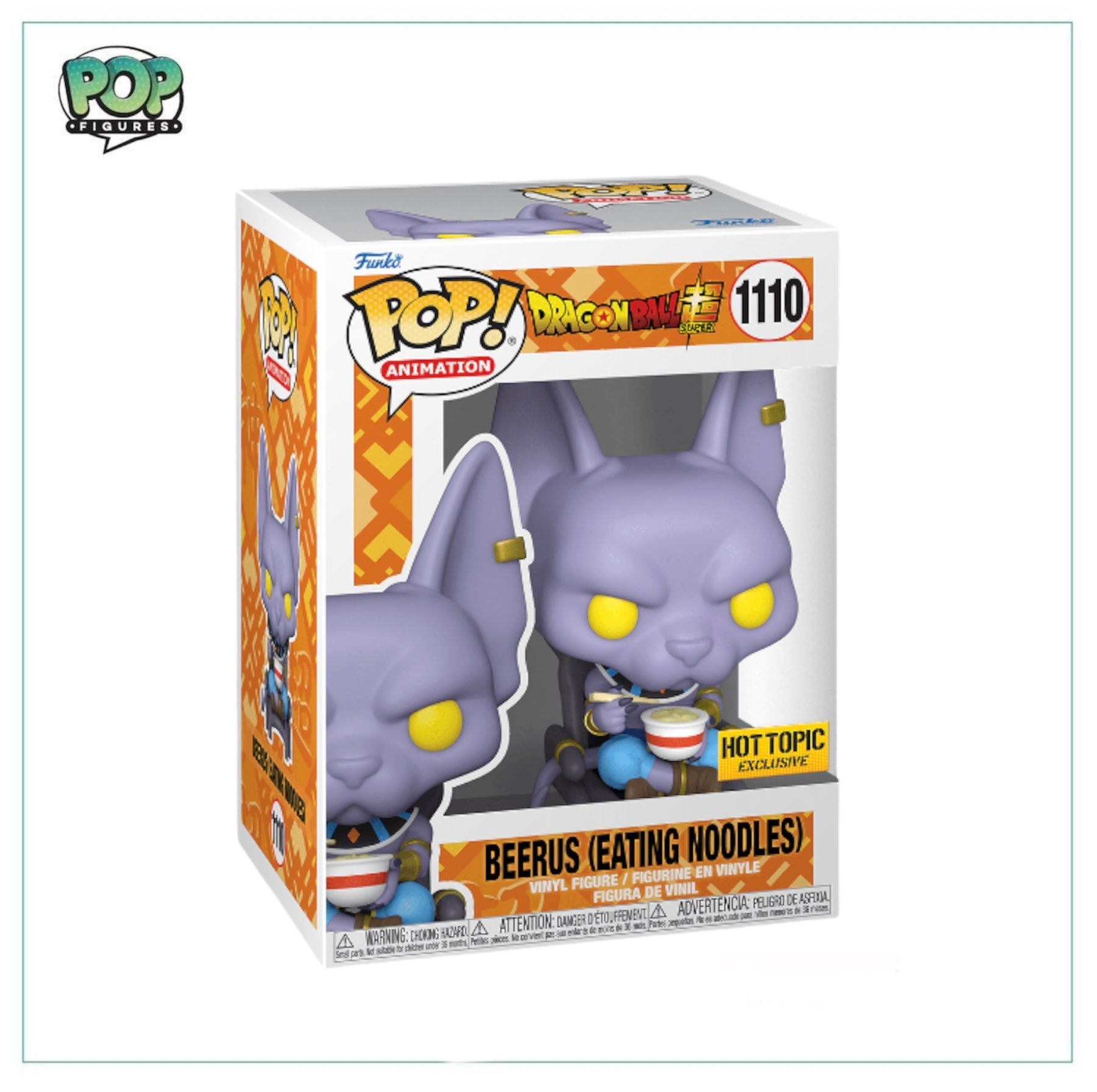 Beerus (Eating Noodles) #1110 Funko Pop! - Dragon Ball Super - Hot Topic Exclusive - Angry Cat