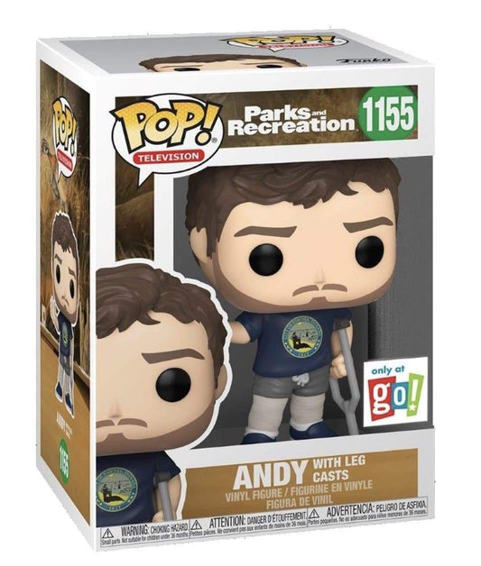 Andy with Leg Casts #1155 Funko Pop! Parks and Recreation, GO Exclusive - Angry Cat